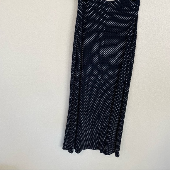 Vintage Espressa Navy & White Polka Dot Maxi Skirt | Stretch | Retro Chic | M - Picture 8 of 8